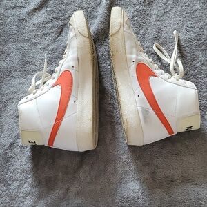 Nike White and Orange High-Top Sneakers